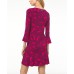  Floral Paisley-Print Flounce Dress (Pink, Large)