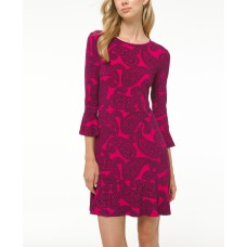 Michael Michael Kors Floral Paisley-Print Flounce Dress (Pink, Large)