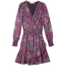 MICHAEL Michael Kors Mega Patchwork Printed Faux-Wrap Dress (Dark Pink, Large)