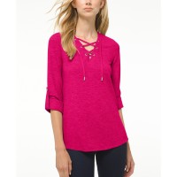MICHAEL Michael Kors Petite Waffle Lace-Up Tunic, Pink, X-Small