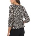  Women’s Animal-Print Cotton Peasant Top (Brown, XX-Small)