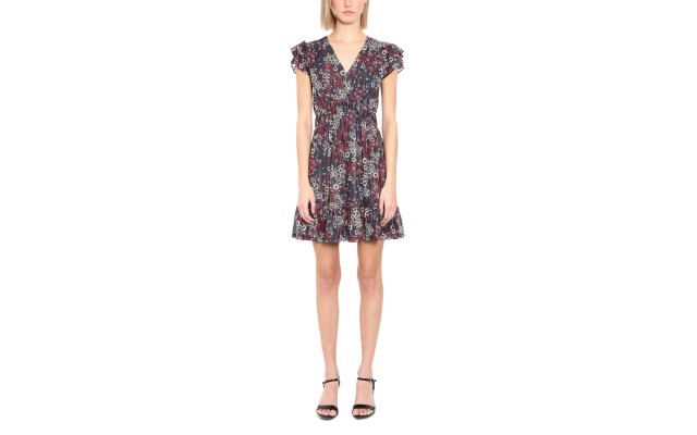 Michael  Women's Zinnia Ruched Mini Dress in Azalea, Dark Pink, 2X-Large