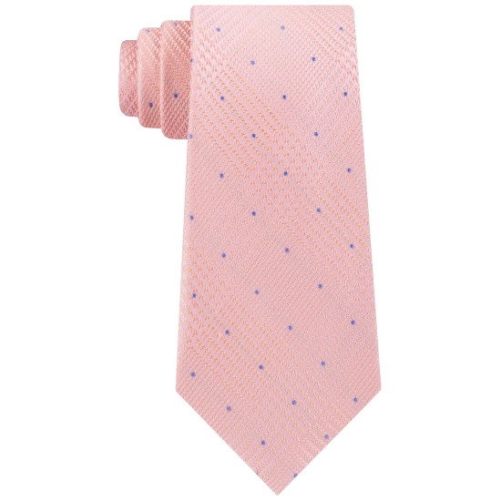 Michel Kors Men’s Classic Glen Check Dot Tie (Pink)