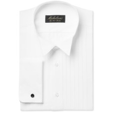 Michelsons of London Men’s Pleated Wing French Cuff Tuxedo Shirt (White,15X32-33)