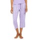  Women’s Printed Capri Pajama Pant (Purple, Small)