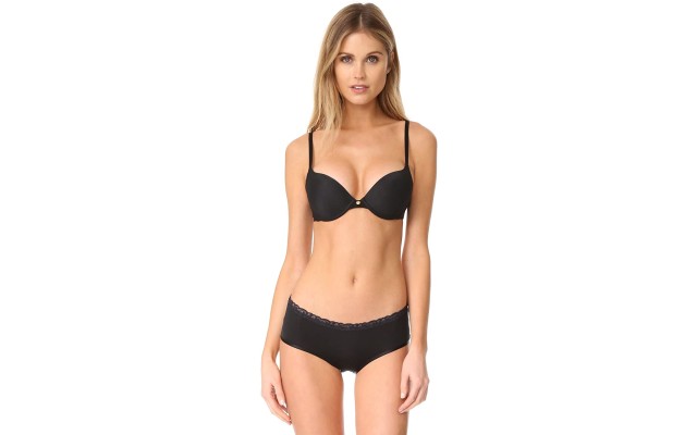  Women’s Pristine Push Up Plunge Convertible Underwire Bra (Black, 36C)