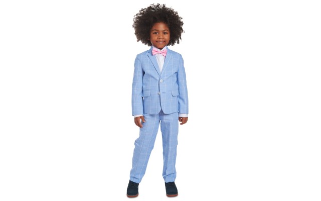  Little Boys 4-Pc. Blue Windowpane Suit Sets, Blue, 4