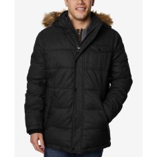 Nautica Men’s Big & Tall Quilted Hooded Parka, Black, 3X