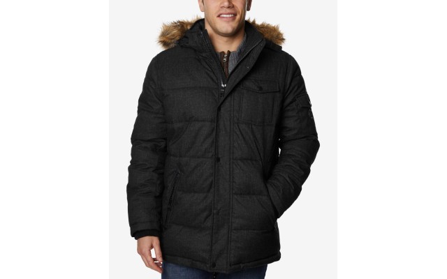  Men’s Big & Tall Quilted Hooded Parka, Black, 3X