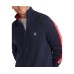  Men’s Blue Sail Full-Zip Racing Stripe Sweater, Navy, XL