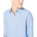  Men’s Classic-Fit Solid Linen Shirt, Blue, 2XL