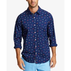 Nautica Men’s Mini Flag-Print Shirt (Navy, XXL)