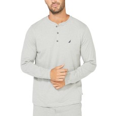 Nautica Men’s Soft, Breathable Long Sleeve Henley Pajama Shirt