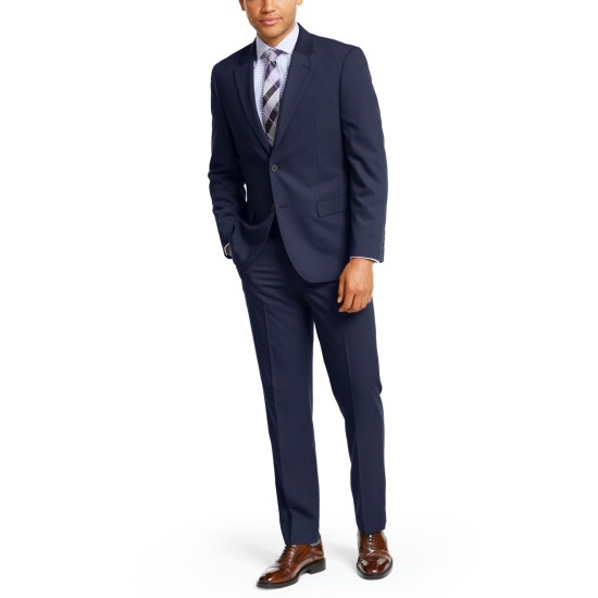  Men's Solid Color Modern-Fit Suits, Navy, 50 T/L39.5