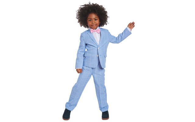  Toddler Boys 4-Pc. Blue Windowpane Suit Set (Bright Blue, 2T)