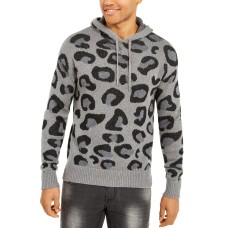 NC International Concepts Men’s Leopard Sweater Hoodie Sweater, Gray, M
