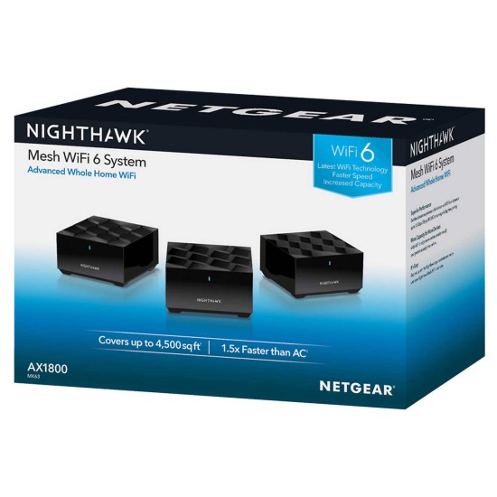  Nighthawk Whole Home Mesh WiFi 6 System, 3-pack