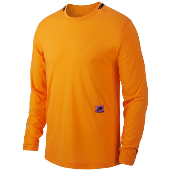 Men's Dri-FIT Long-Sleeve Training Tops, Orange, 2X-Large