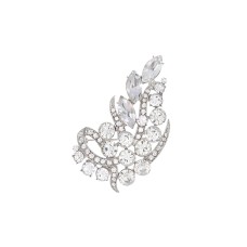 Nina Cluster Leaf Pin, White