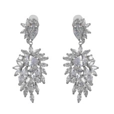 Nina Pave Cluster Clip-On Drop Earrings