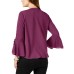  Petite Zipper-Neck Bell-Sleeve Top (Berry Hishine,  PM)