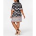  Plus & Petite Border-Print Bell-Sleeve Dress (Navy-3XP)