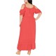  Plus Size Cold-Shoulder Maxi Dress 1X – Pink