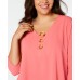  Womens Plus Crepe Sharkbite Blouse