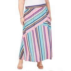 NY Collection Womens Plus Striped Long Maxi Skirt (1X – Blue)