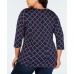  Womens  Ring Hardware Pullover Blouse  (Navy, 2X)