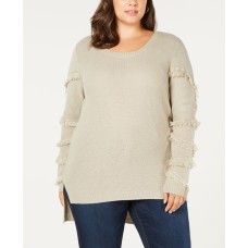 One A Plus Size Fringed-Sleeve Tunic Sweater