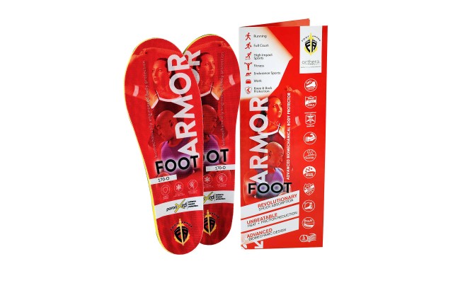 Orthera Foot Armor Orthotic Insoles, Red, Men 9.5-11 / Women 10.5-12
