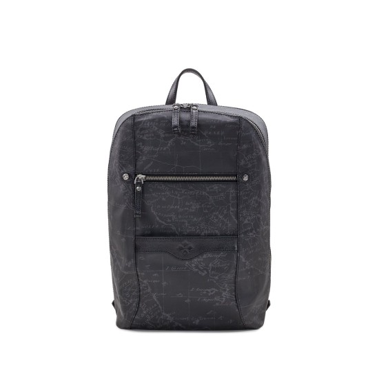  Map Pontori Backpack Patina Coated Linen Canvas (Black, One Size)