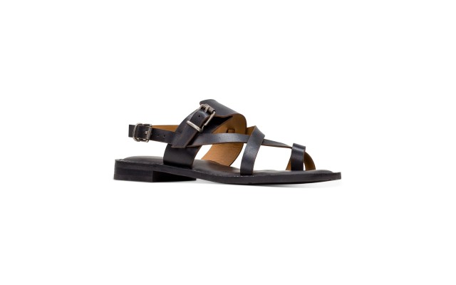  Women’s Fidella Sandals Toe Ring Design Spring Leather, Black, 7.5