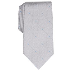 Perry Ellis Men’s Burr Classic Geo Grid Tie Silver