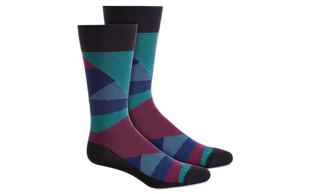  Men’s MMicrofiber Geo Triangle Socks, Navy