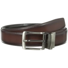 Perry Ellis Men’s Portfolio Burnished Edge Reversible Leather Dress Belt (Saddle,34)