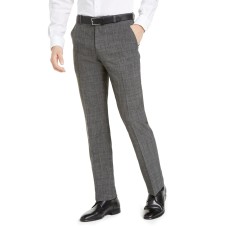Perry Ellis Men’s Portfolio Modern-Fit Performance Charcoal Heathered Dress Pants (Gray, 36×32)