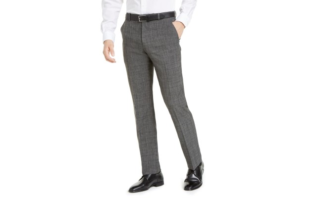  Men’s Portfolio Modern-Fit Performance Charcoal Heathered Dress Pants (Gray, 36×32)