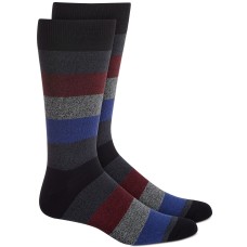 Perry Ellis Men’s Rugby-Stripe Socks, Black