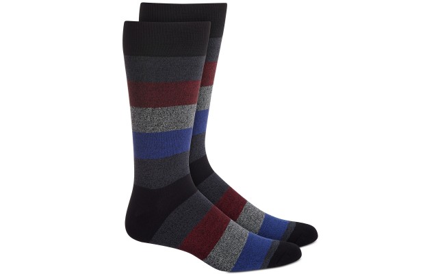  Men’s Rugby-Stripe Socks, Black