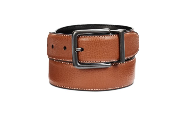  Mens Tumbled Reversible Leather Belts, Brown, 30 R