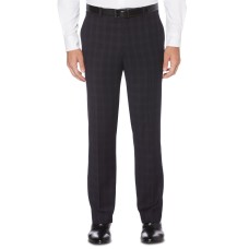 Perry Ellis Portfolio Men’s Slim-Fit Stretch Subtle Tonal Plaid Dress Pants, Navy,30X32