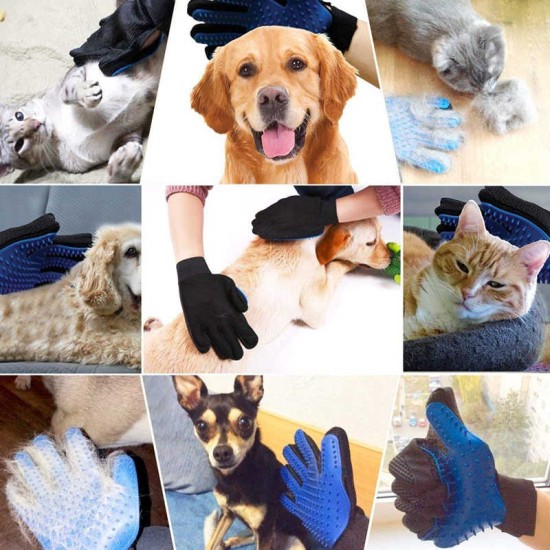 Pet Hair Removal & Grooming Glove 1Pc. For Dogs & Cats – Bathing & Massaging Glove For Pets, Blue, Right hand