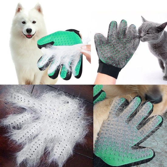 Pet Hair Removal & Grooming Glove 1Pc. For Dogs & Cats – Bathing & Massaging Glove For Pets, Green, Right hand