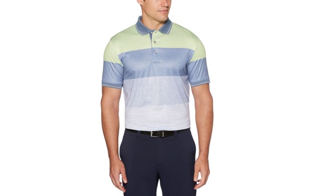  Men’s Colorblocked Polo Shirt (Green, S)