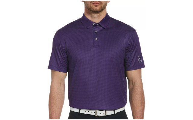  Men’s Gingham Golf Polo (Purple, X-Large)