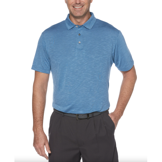  Men’s Textured Golf Polo (Blue, Small)