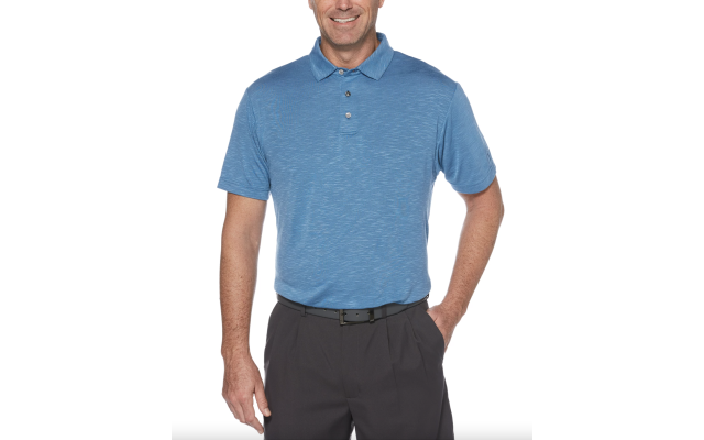  Men’s Textured Golf Polo (Blue, Small)