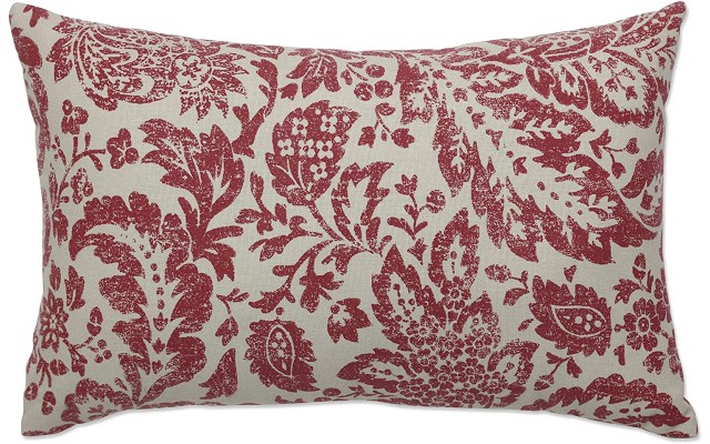  Indoor/Fairhaven Lumbar Pillow, Rectangular Throw (Red, 18.5 x 11.5 )
